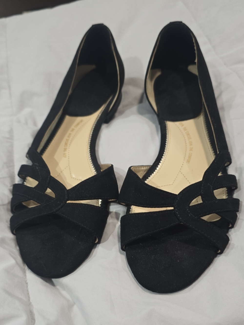Circus by Sam Edelman Black Suede D'Orsay Peep-Toe Flats Sz 9.5